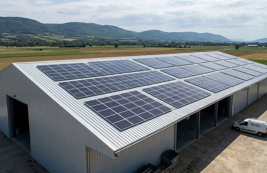 Hangar agricole avec toiture photovoltaïque Belley Bas-Bugey Ain